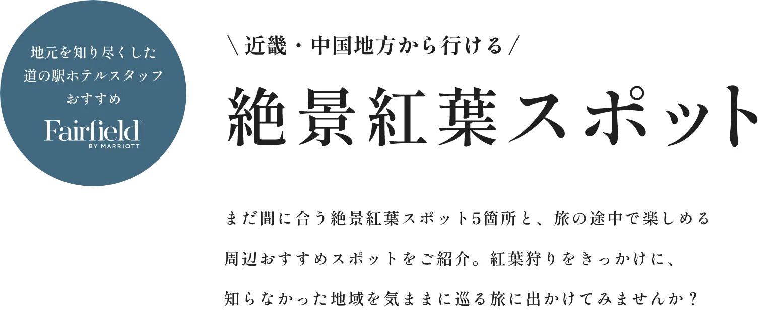 地元を知り尽くした道の駅ホテルスタッフおすすめ Fairfield BY MIRRIOTT 近畿・中国地方から行ける 絶景紅葉スポット